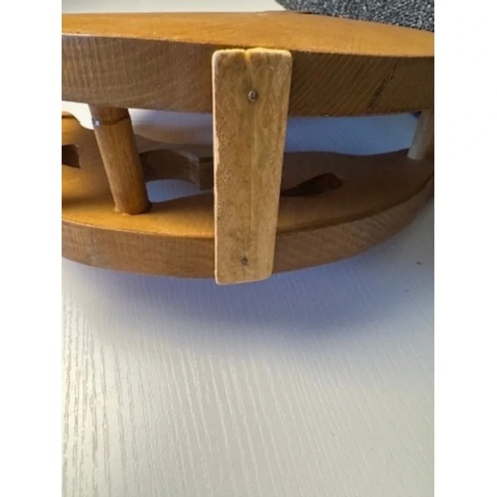 Vintage Wooden Heart Cutout Wall Pocket Paper Plate Holder Rustic Wood Country